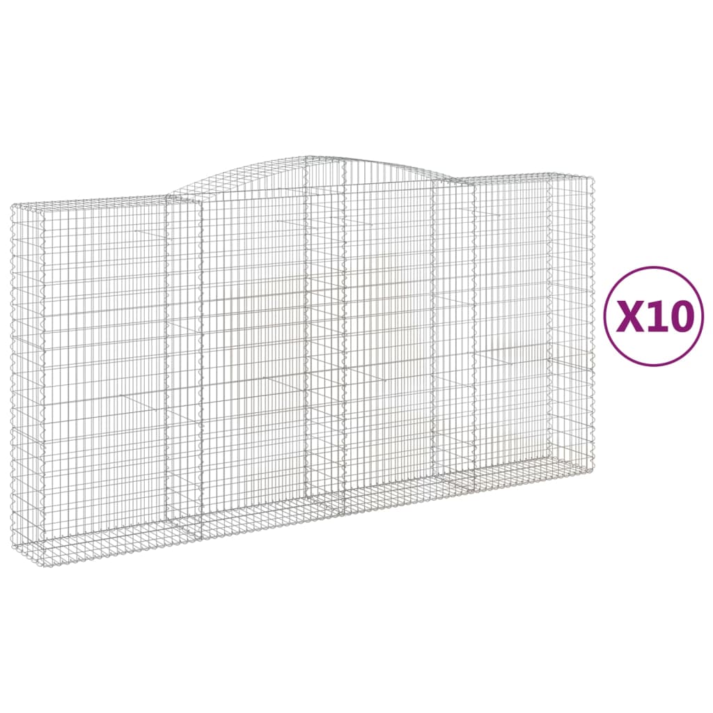 vidaXL Oblúkový gabionový kôš 10ks 400x50x200/220cm pozinkované železo