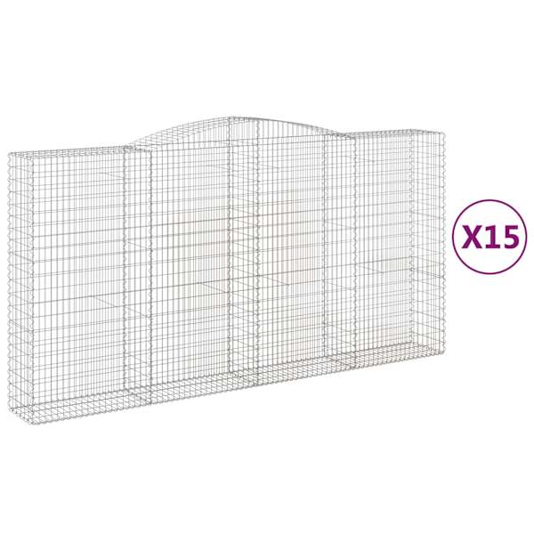 vidaXL kaarekujulised gabioonkorvid 15 tk, 400x50x200/220 cm, raud