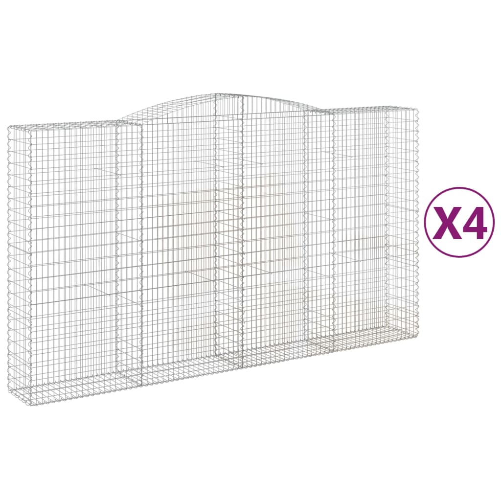 vidaXL Oblúkový gabionový kôš 4 ks 400x50x220/240cm pozinkované železo