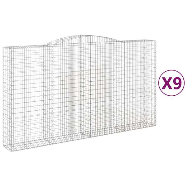 vidaXL kaarekujulised gabioonkorvid 9 tk, 400x50x220/240 cm, raud