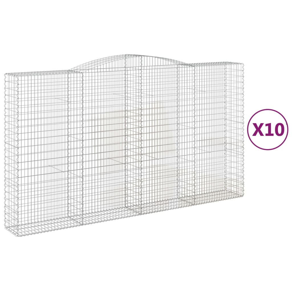 vidaXL Oblúkový gabionový kôš 10ks 400x50x220/240cm pozinkované železo