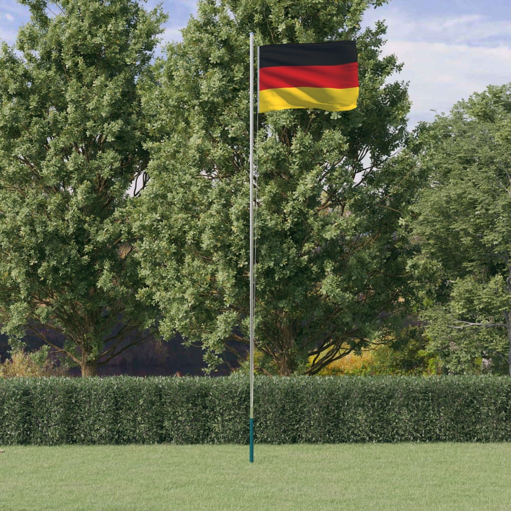 vidaXL Tyskland flag og flagstang 6,23 m aluminium