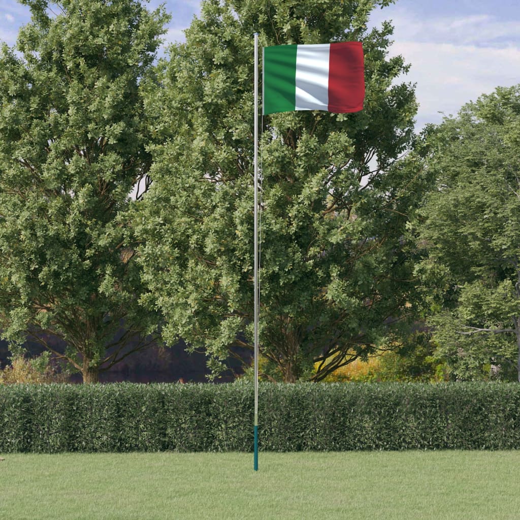 vida XL Flagge Italiens mit Mast 6,23 m Aluminium