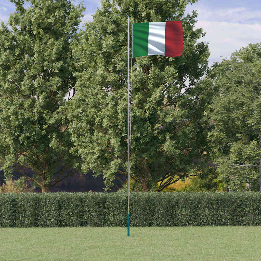 vidaXL Italiens flagga och flaggst&aring;ng 6,08 m aluminium