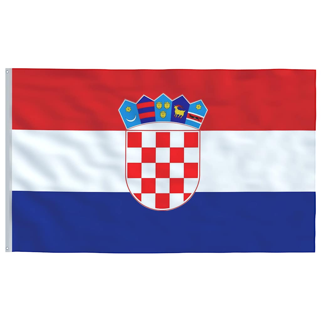 vidaXL Vlag met vlaggenmast Kroatië 6,08 m aluminium zilver, foto 4