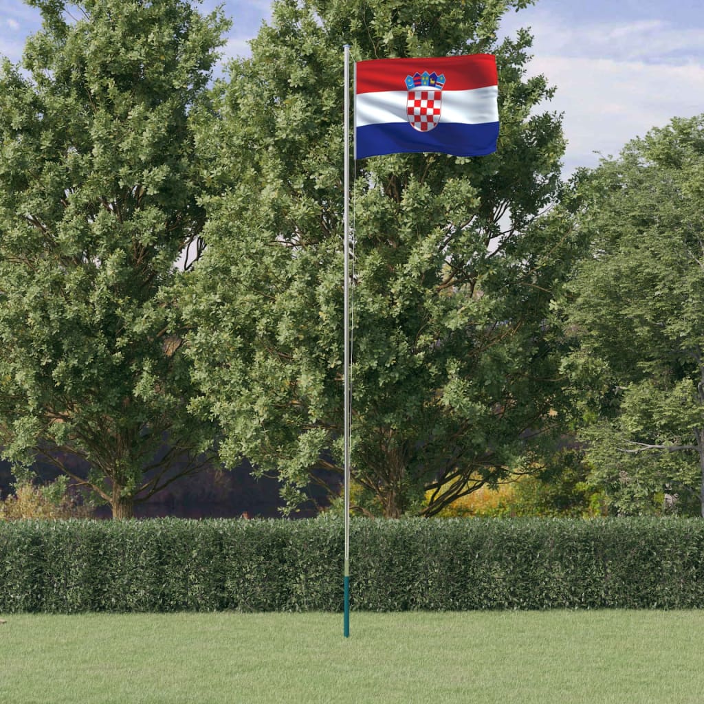 vidaXL Kroatien flag og flagstang 6,23 m aluminium