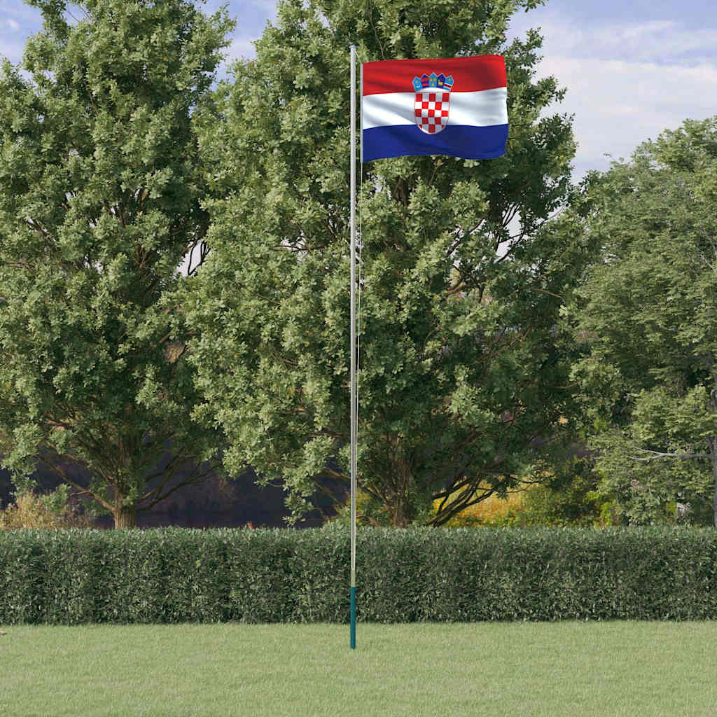 vidaXL Kroatiens flagga med flaggstång 6,08 m aluminium