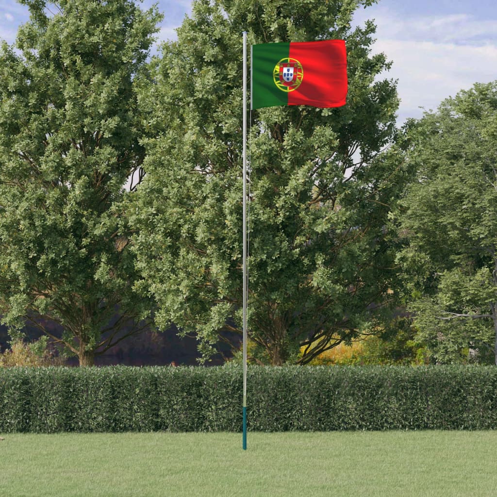 vidaXL Portugal flag og flagstang 6,23 m aluminium