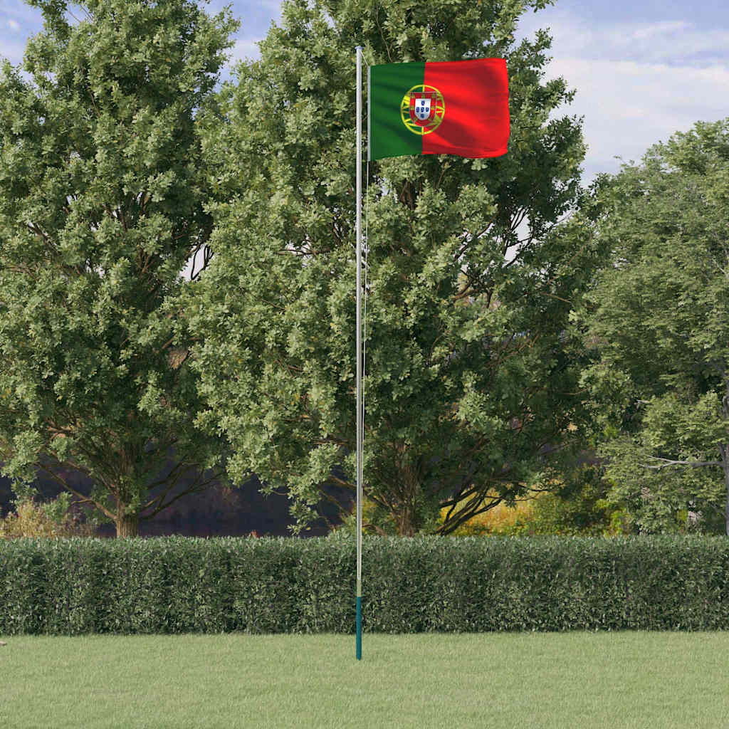 vidaXL Portugals flagga och flaggstång 6,08 m aluminium