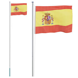 vidaXL Hispaania lipp ja lipumast, 6,08 m, alumiinium
