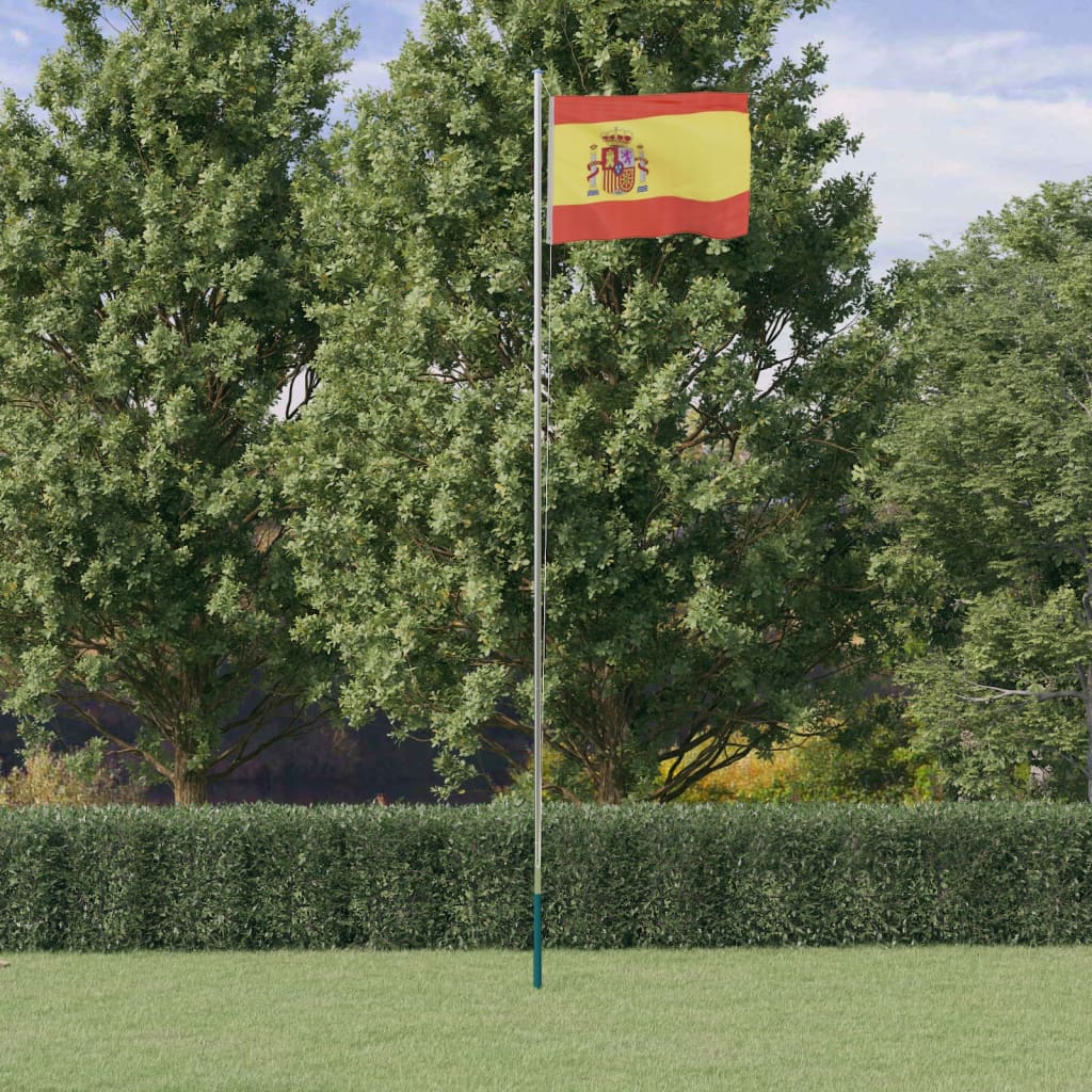 vidaXL Spanien flag og flagstang 6,23 m aluminium