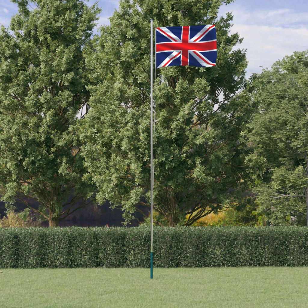 vidaXL Storbritannien flag og flagstang 6,23 m aluminium