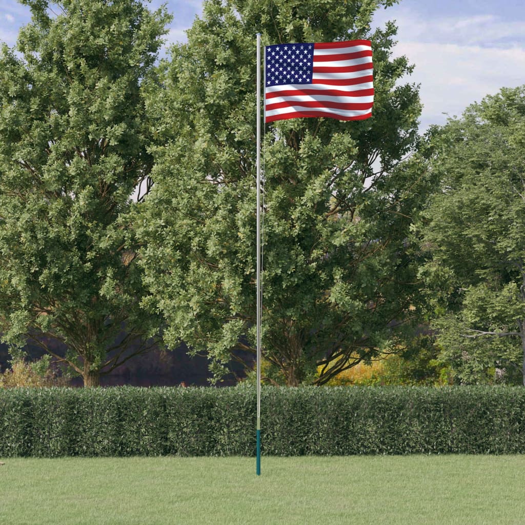Bilde av Vidaxl Amerikansk Flagg Og Stang 6,23 M Aluminium