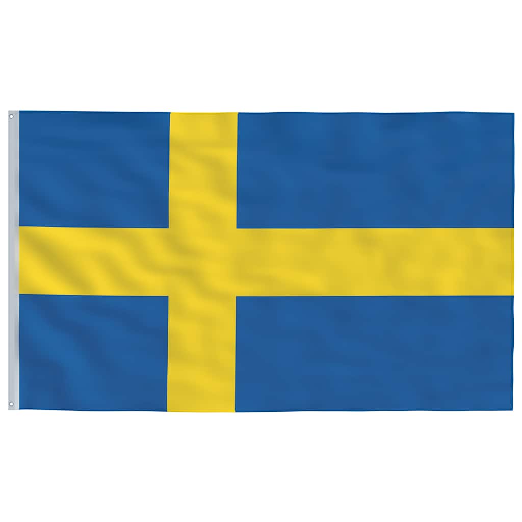 vidaXL Vlag met vlaggenmast Zweden 6,08 m aluminium meerkleurig, foto 4