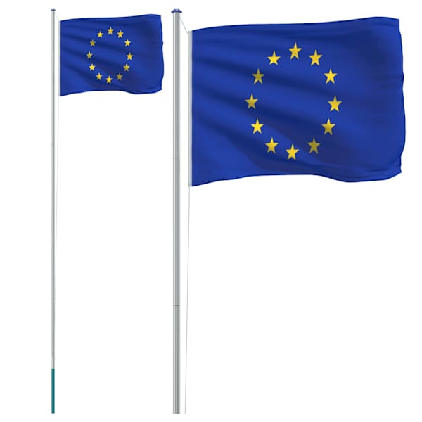vidaXL Euroopa lipp ja lipumast, 6,08 m, alumiinium