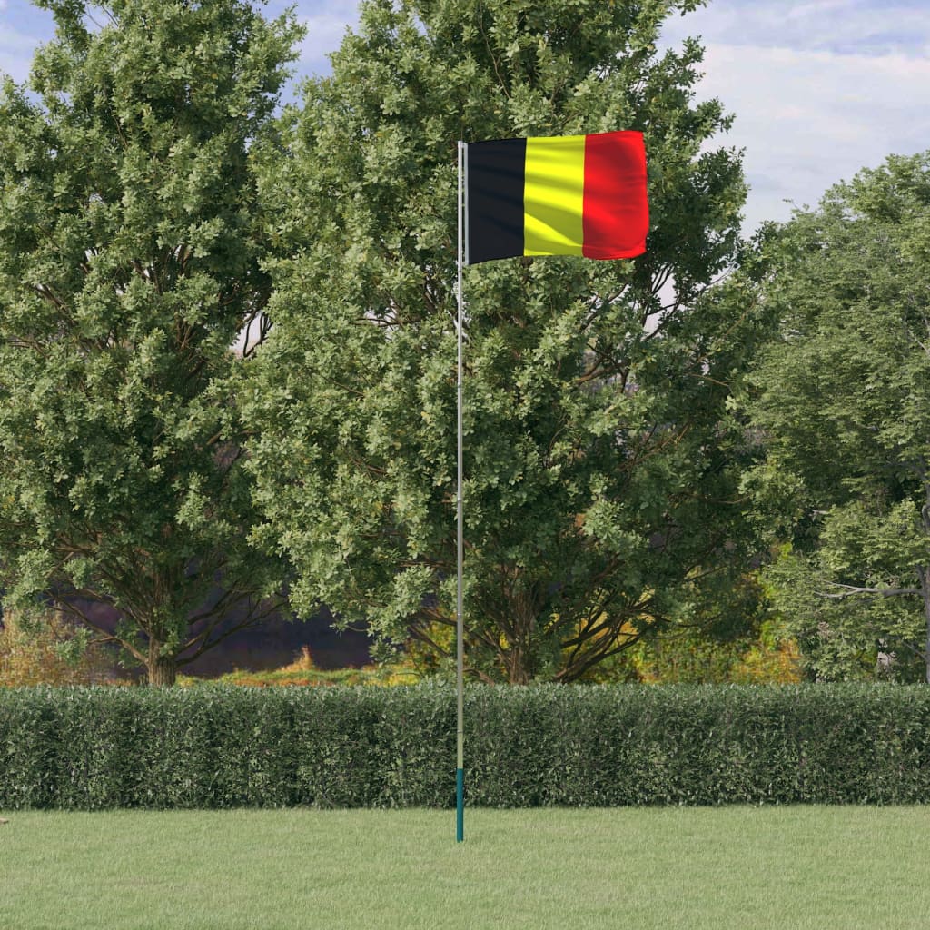 13: vidaXL Belgien flag og flagstang 5,55 m aluminium