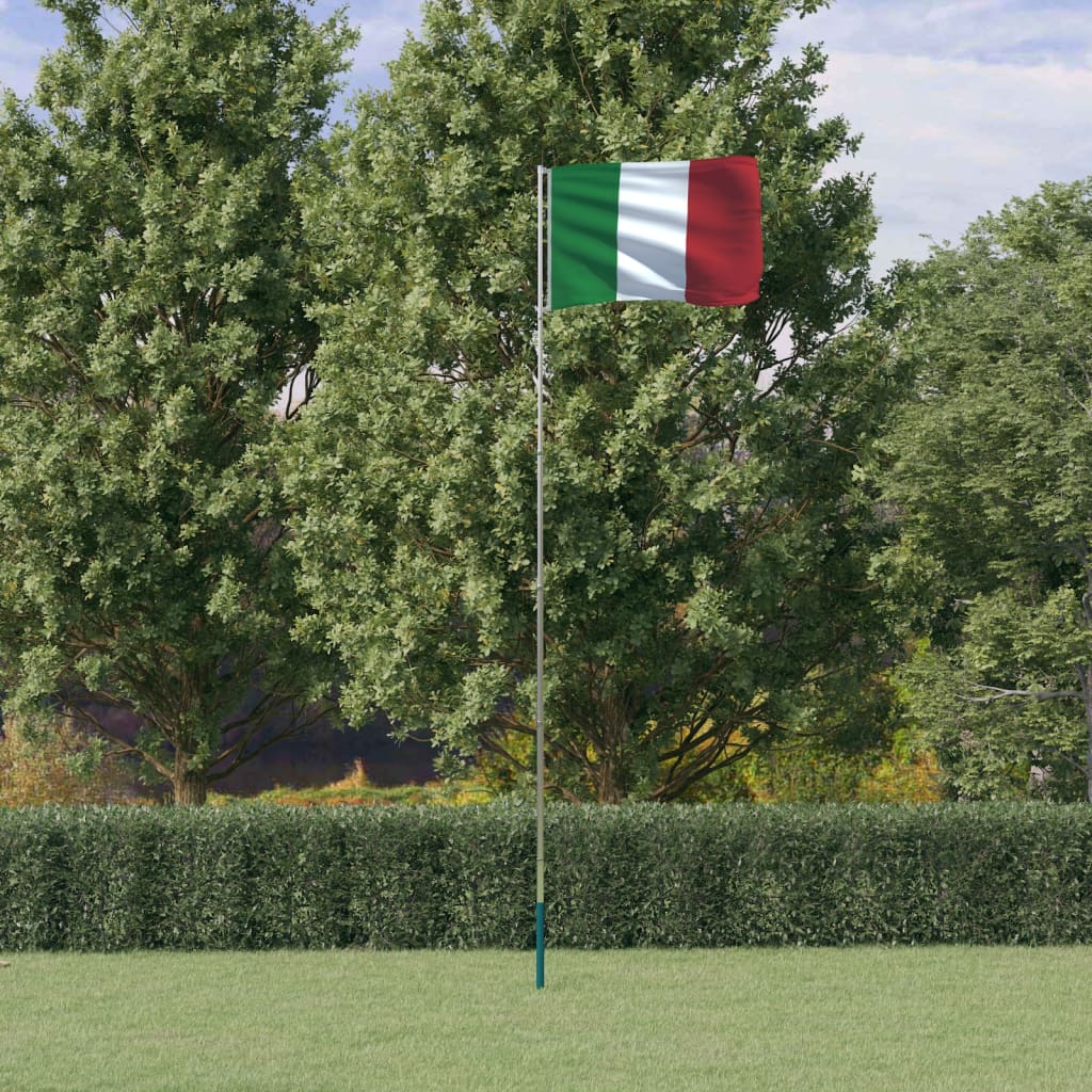 vidaXL Italien flag og flagstang 5,55 m aluminium