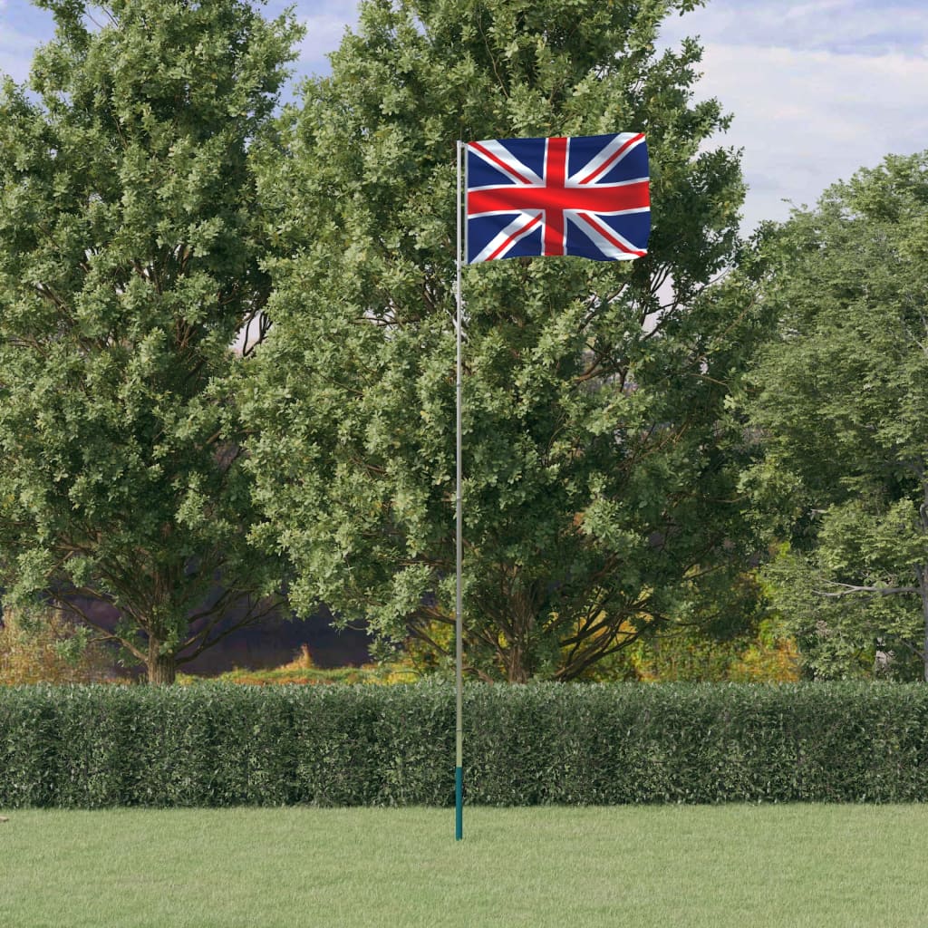 5: vidaXL Storbritannien flag og flagstang 5,55 m aluminium