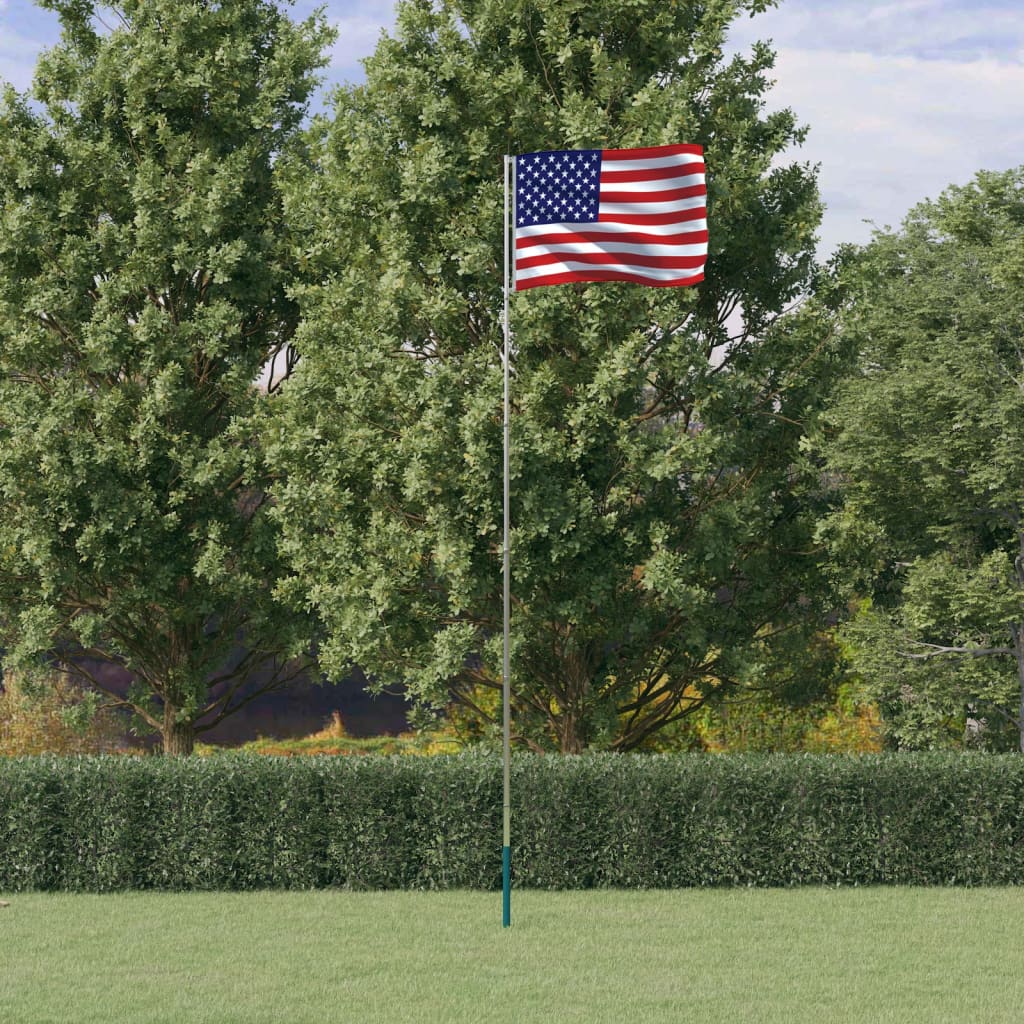 vidaXL USA flag og flagstang 5,55 m aluminium