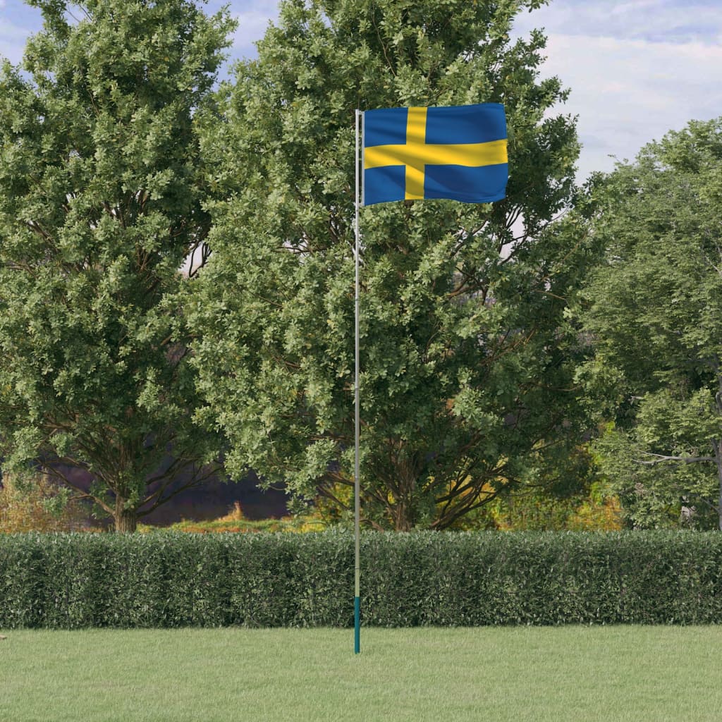 Petrashop  Vlajka Švédska a stožár 5,55 m hliník