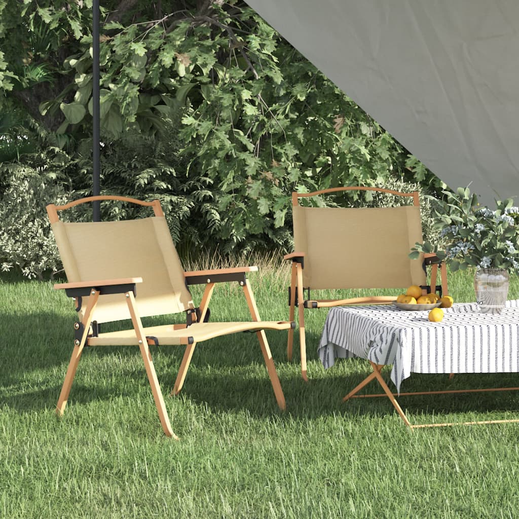 vidaXL Campingstühle 2 Stk. Beige 54x43x59 cm Oxford-Gewebe