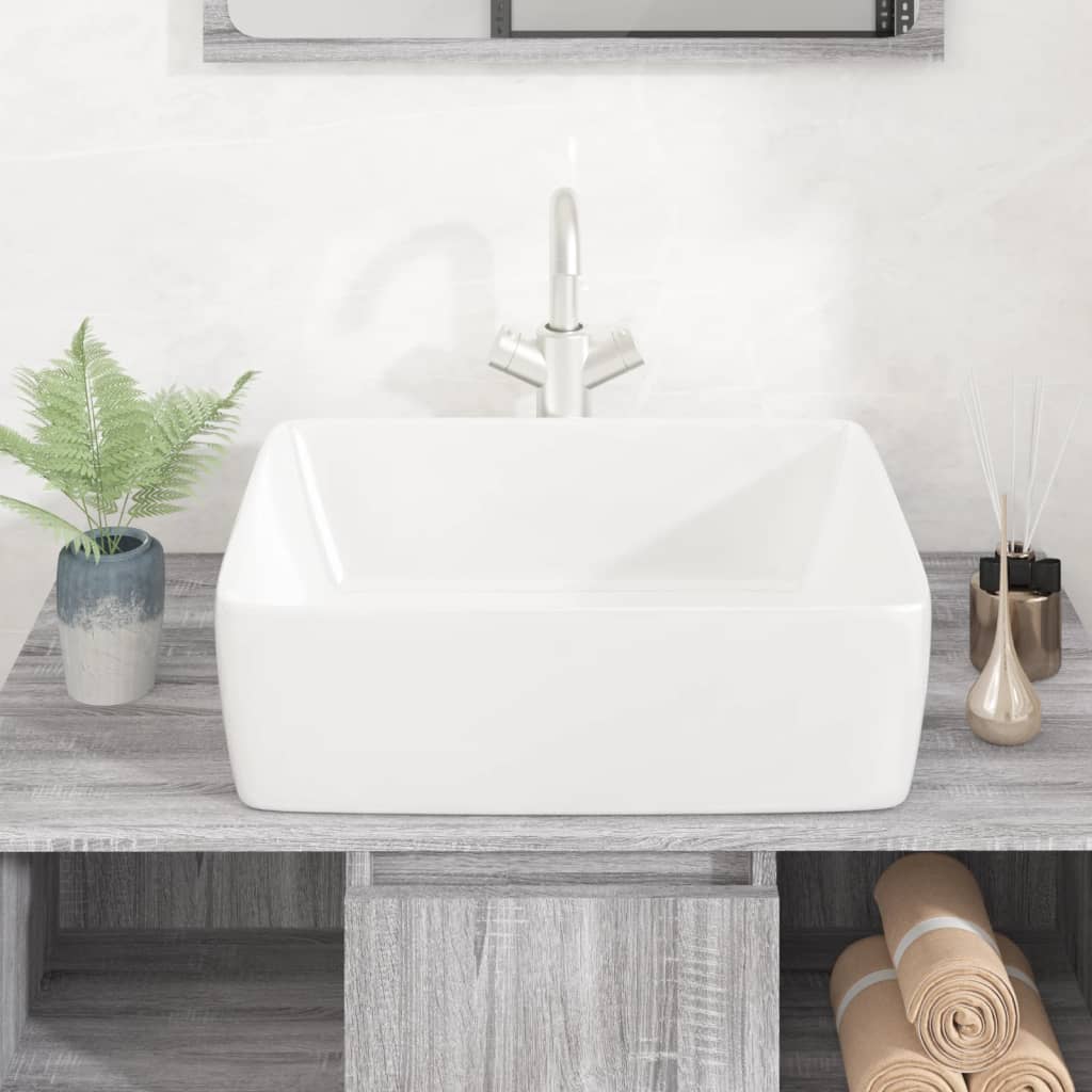 vidaXL Umývadlo biele 48x37x13 cm keramické obdĺžnik