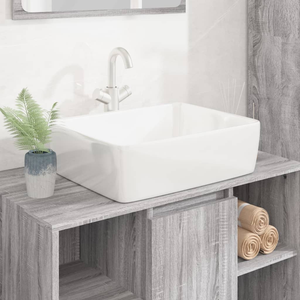 vida XL Waschbecken Weiß 48x 37x 13 cm Keramik Rechteckig