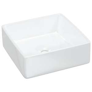 vidaXL valamu, valge, 37x37x13 cm, keraamiline, kandiline
