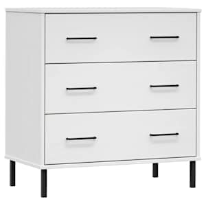 Příborník se 3 zásuvkami bílý 77x40x79,5 cm masivní dřevo OSLO - obrázek 2