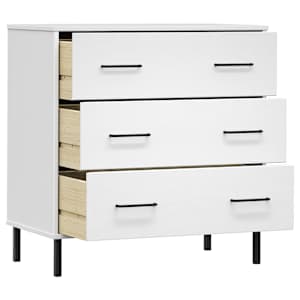 Příborník se 3 zásuvkami bílý 77x40x79,5 cm masivní dřevo OSLO - obrázek 5