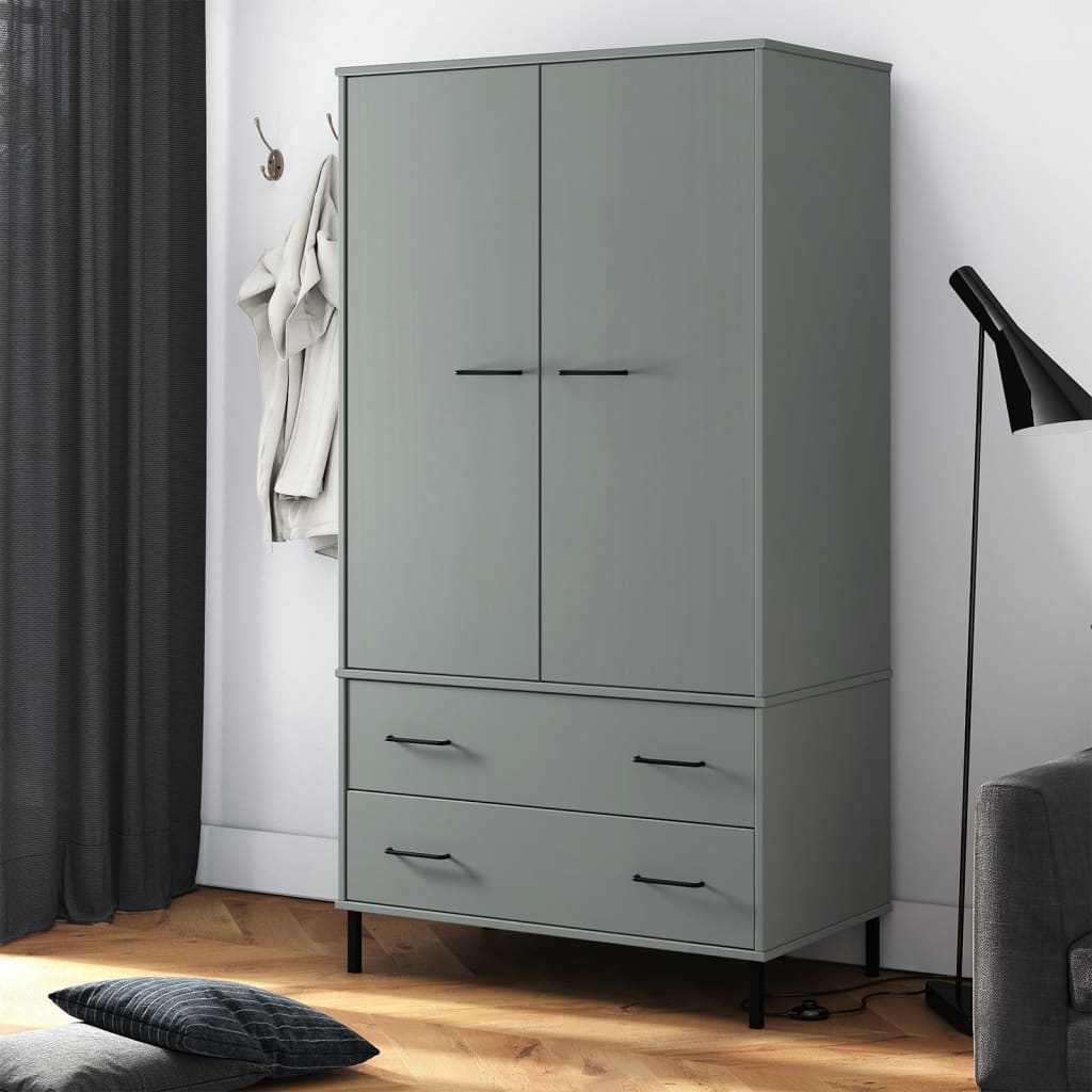 vidaXL Garde-robe avec pieds en métal Gris 90x55x172,5 cm Bois OSLO