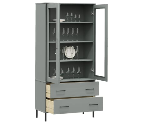 vidaXL Boekenkast met metalen poten OSLO 85x35x172,5 cm hout grijs