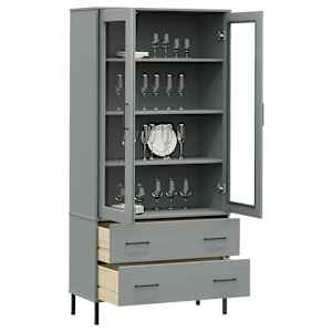 vidaXL Boekenkast met metalen poten OSLO 85x35x172,5 cm hout grijs