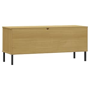 Botník s kovovými nohami hnědý 106x35x45 cm masivní dřevo OSLO - obrázek 6