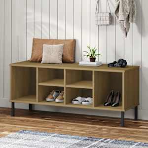 Regal za čevlje z nogami rjav 106x35x45 cm trden les OSLO