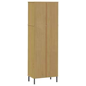 Knihovna se 2 zásuvkami hnědá 60x35x180 cm masivní dřevo OSLO - obrázek 7