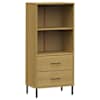 vidaXL raamatukapp 2 sahtliga, pruun, 60x35x128,5 cm, t&auml;ispuit "OSLO
