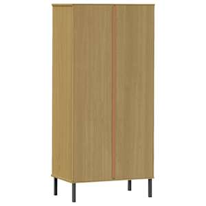 Knihovna se 2 zásuvkami hnědá 60x35x128,5 cm masivní dřevo OSLO - obrázek 7