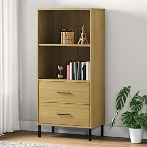 Knjižna omara z 2 predaloma rjava 60x35x128,5 cm trden les OSLO