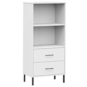 vidaXL raamatukapp 2 sahtliga, valge, 60x35x128,5 cm, t&auml;ispuit "OSLO"