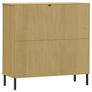Knihovna s kovovými nohami hnědá 90x35x90,5 cm masiv OSLO - obrázek 7