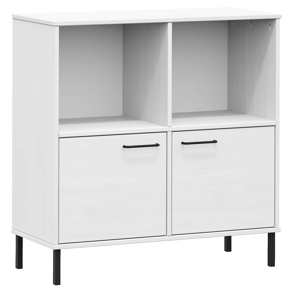 E-shop vidaXL Knižnica kovové nohy biela 90x35x90,5 cm masívne drevo OSLO