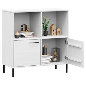 Knihovna s kovovými nohami bílá 90 x 35 x 90,5 cm masiv OSLO - obrázek 3