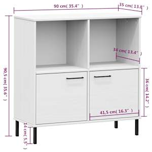 Knihovna s kovovými nohami bílá 90 x 35 x 90,5 cm masiv OSLO - obrázek 8