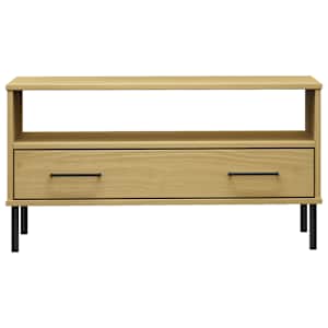 Konferenční stolek kovové nohy hnědý 85 x 50 x 45 cm masiv OSLO - obrázek 4