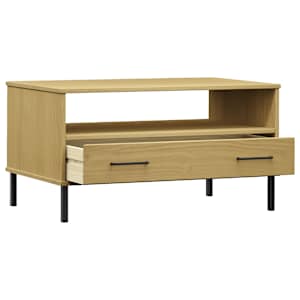 Konferenční stolek kovové nohy hnědý 85 x 50 x 45 cm masiv OSLO - obrázek 5
