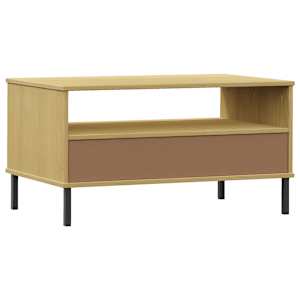 Konferenční stolek kovové nohy hnědý 85 x 50 x 45 cm masiv OSLO - obrázek 7