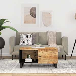 Konferenční stolek 80 x 50 x 40 cm masivní mangovník a kompozit - obrázek 1