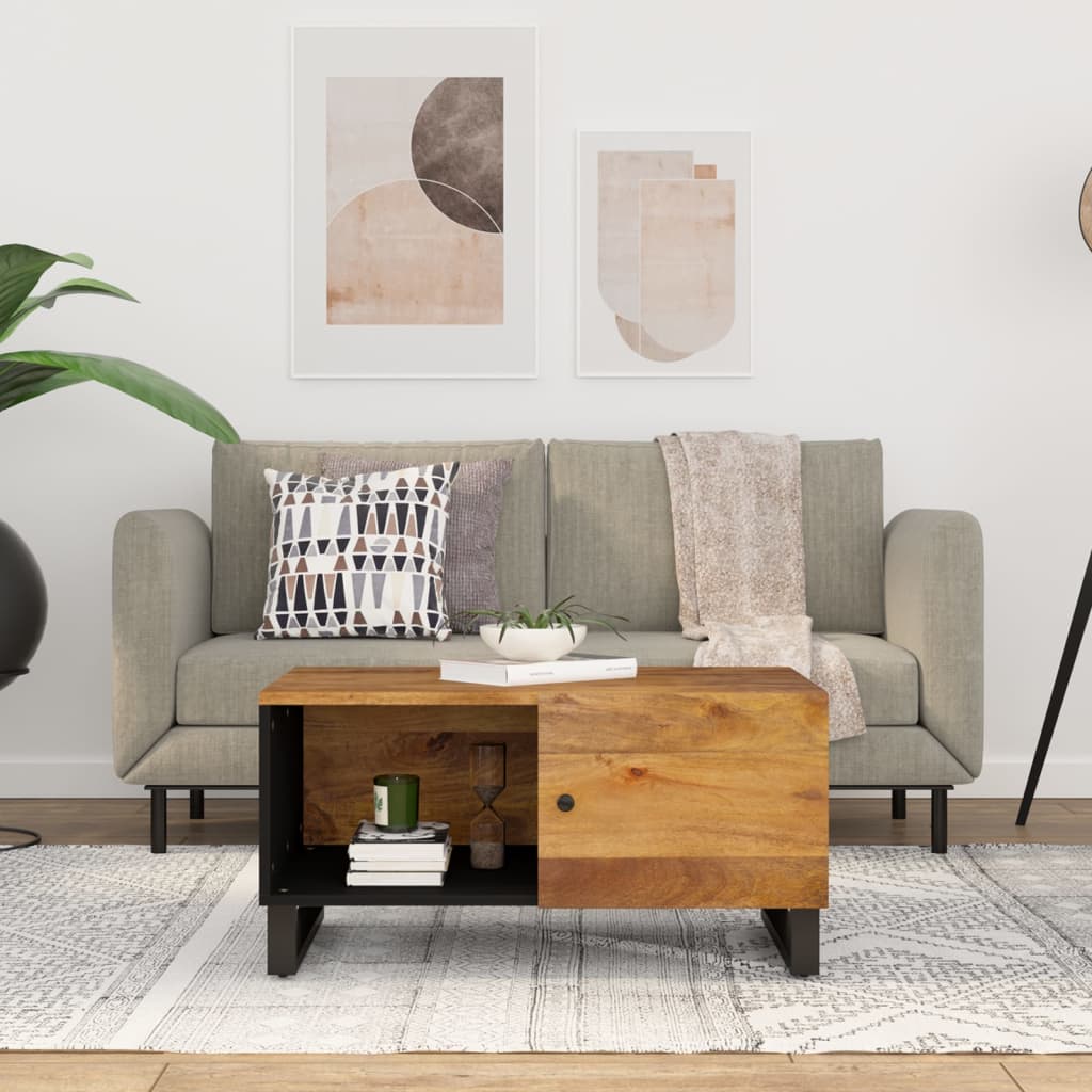 vidaXL Măsuță de cafea, 80x50x40 cm, lemn masiv mango/lemn prelucrat 80x50x40 imagine noua 2022