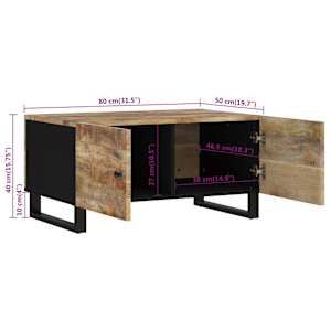 Konferenční stolek 80 x 50 x 40 cm masivní mangovník a kompozit - obrázek 9